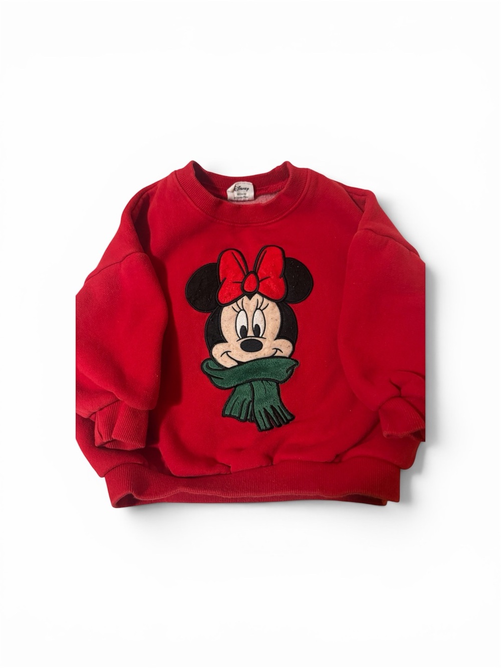 Minnie Mouse Red Kids Sweatshirt with Green Scarf Vintage!